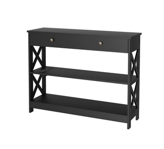 Elto 3 Tier USB w/ Outlets Black Console Table