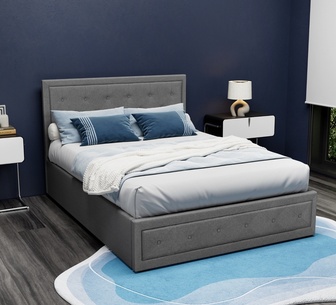 Elvani Double Grey Gas Lift Bed Frame