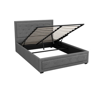 Elvani Double Grey Gas Lift Bed Frame