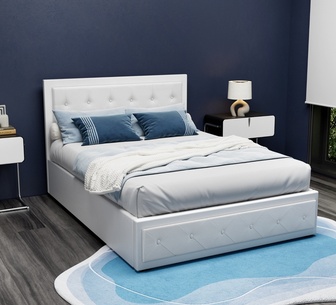 Elvani Double White Gas Lift Bed Frame