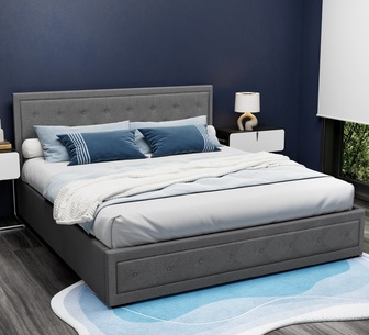 Elvani King Grey Gas Lift Bed Frame