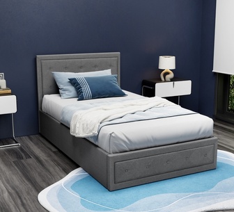 Elvani King Single Grey Gas Lift Bed Frame