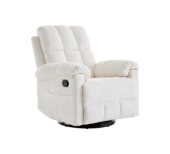 Elvana 1 Seater Beige Chenille Recliner Swivel Armchair