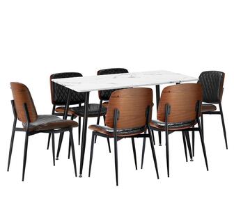 Elyard 6-Seater Dining Table and Chairs Set Black