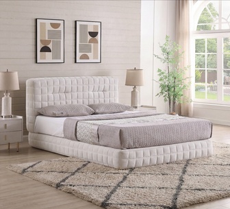Emery Queen Beige Upholsetered Compressed Bed Frame