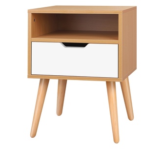 Emmeline Wood White Scandinavian Bedside Table