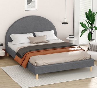 Emy Queen Grey Fabric Bed Frame