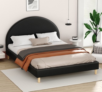 Emy Queen Black PU Bed Frame