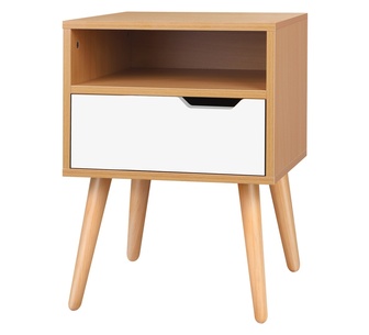 Enala Wood White Scandinavian Bedside Table