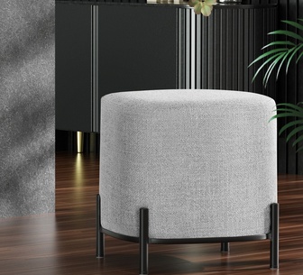 Enea Grey Round Ottoman