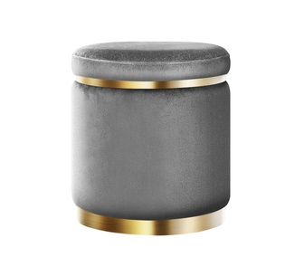 Eragon Charcoal Round Velvet Ottoman