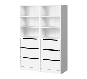 Set of 2 Herco 3 Drawer 3 Shelf White Wardrobe