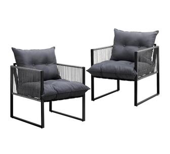 Set of 2 Erwin Outdoor Dining Chairs Grey/Black
