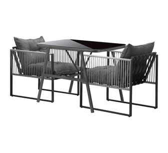 Erwin 2 Seater Outdoor Dining Set Grey/Black
