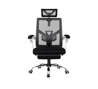 Serry Black & White Mesh Office Chair with Footrest