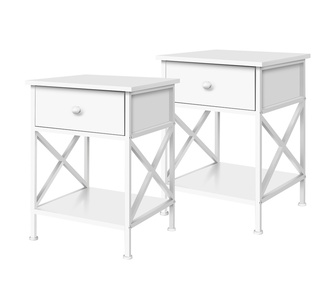 Set of 2 Eshan White Vintage Bedside Tables