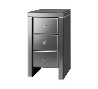Espera 3 Drawer Grey Mirrored Bedside Table