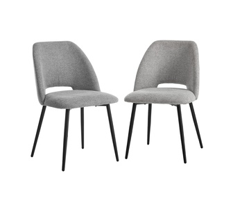 Set of 2 Essie Grey Linen Dining Chair Set