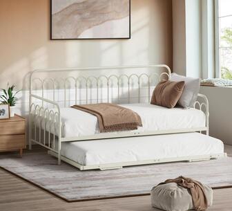 Ettie Metal Daybed w/trundle Single Beige