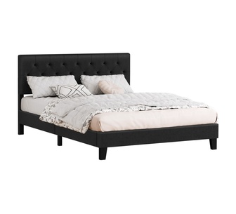 Yetti Double Charcoal Fabric Bed Frame