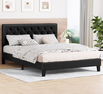 Yetti Double Black PU Bed Frame