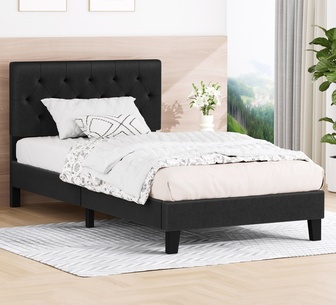 Yetti King Single Charcoal Fabric Bed Frame
