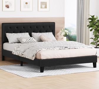 Yetti Queen Charcoal Fabric Bed Frame