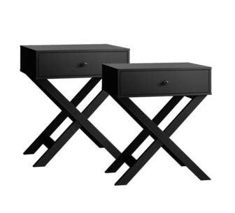 Etienne Set of 2 Bedside Tables Black