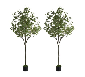 Set of 2 Eucalyptus Tree 150cm Green Artificial Plant