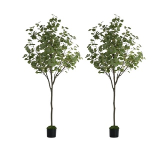 Set of 2 Eucalyptus Tree 180cm Green Artificial Plant