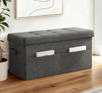 Evaleigh Grey Rectangular Foldable Ottoman