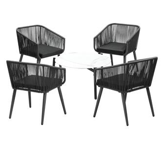 Evander 5 Piece Outdoor Lounge Set Black