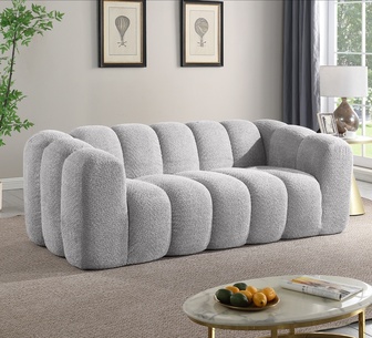 Evara 3 Seater Grey Sherpa Fleece Compressed Sofa