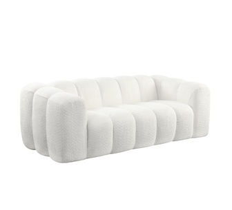 Evara 3 Seater White Sherpa Fleece Compressed Sofa