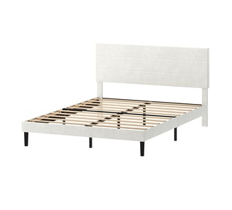 Evee Queen Beige Bedframe with Adjustable Headboard