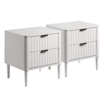 Set of 2 Everest 2 Drawer Bedside Table White
