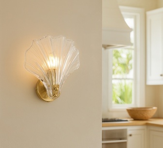Evrena Clear Glass Shell-Shaped Wall Light