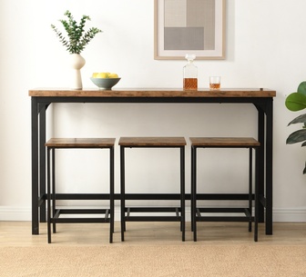 Evie 3 Seater Dark Brown Bar Table Set