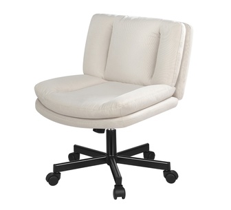 Malevy Beige Fabric Office Chair with Wheels