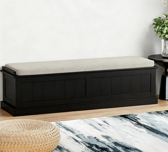 Ezio Black Rectangular Fluted Ottoman