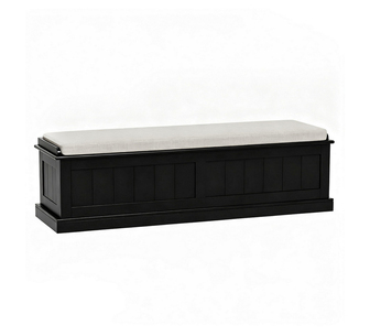 Ezio Black Rectangular Fluted Ottoman