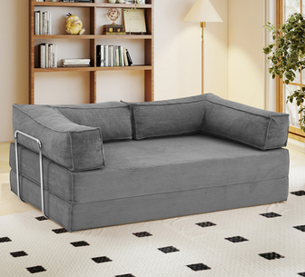 Famara 3 Seater Dark Grey Corduroy Compressed Sofa Bed