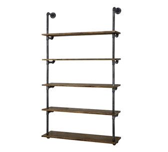 Faustine 5 Tier Rustic Brown Floating DIY Pipe Shelf
