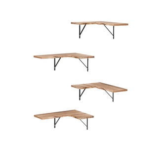 Set of 4 Ferrous Oak Floating Corner Wall Shelves