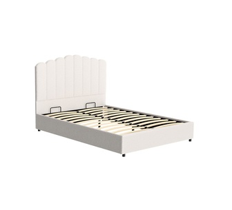 Fifo Double White Boucle Bed Frame