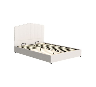 Fifo Queen White Boucle Bed Frame