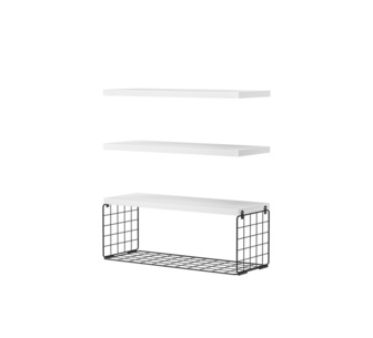 Set of 3 Filippa White Floating Wall Shelf