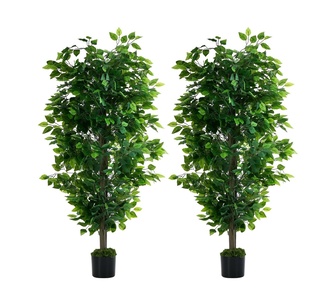 Set of 2 Ficus Tree 150cm Green Potted Artificial Plant