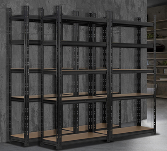 Flint 1.5m Garage Warehouse Shelving Black Set of 4
