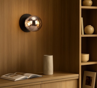Foy Small Warm White Molten Ripple Black Base LED Wall Light